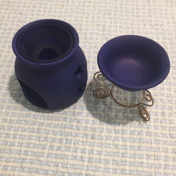 Oil and Candle Burner Navy Blue 5-Piece Set NEW Star & Moon Cut-Out Design NICE - Picture 10 of 11